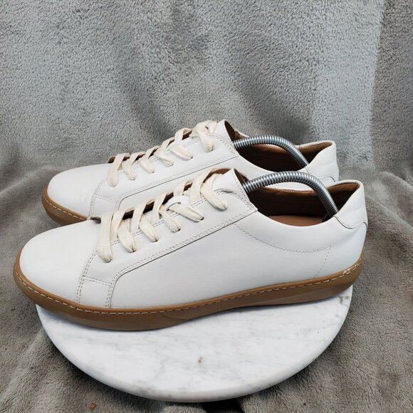 Moral Code Shoes Mens 10.5 White Leather Quintus Lace Up Low Top Sneakers - Picture 1 of 11